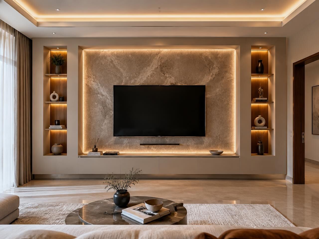 Backlit TV feature wall